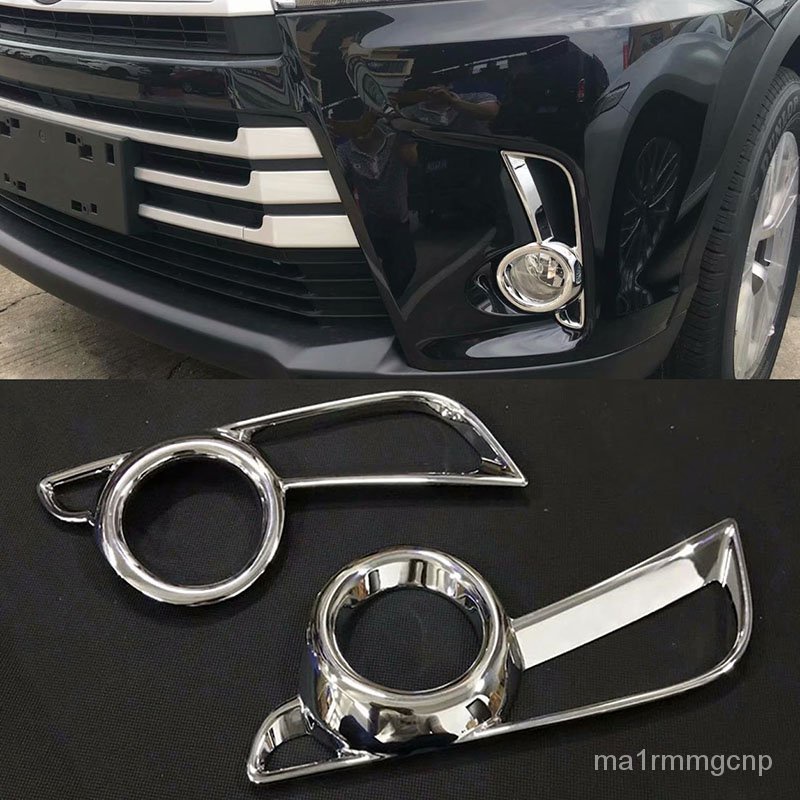 For Toyota Highlander Chrome Front Fog Light Lamp Cover Frame Trim