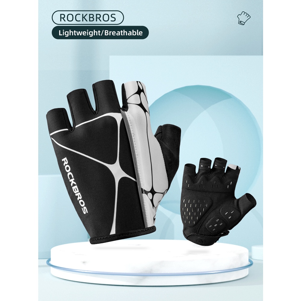 Rockbros Bicycle Gloves Breathable Half Finger Reflective Mtb Bike