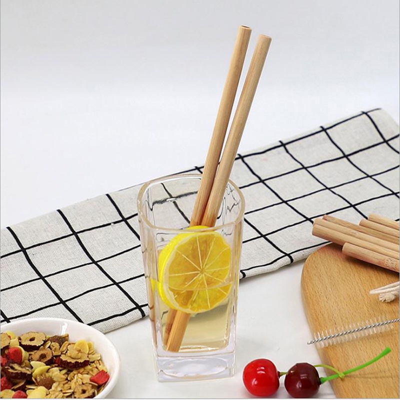 Fcc Pcs Bamboo Drinking Straws Reusable Eco Friendly Party Kitchen