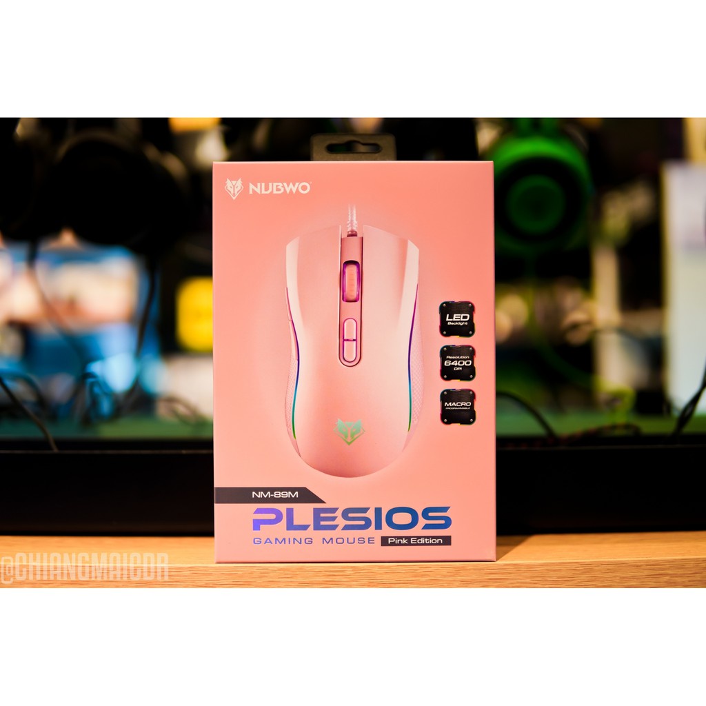 Nubwo Mouse Gaming Macro Plesios NM 89 Pink Edition ไฟ RGB สวยๆ เหมาะ