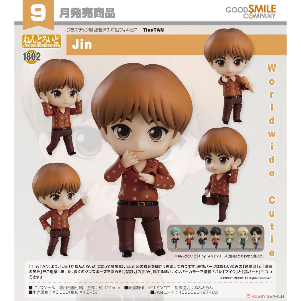 Nendoroid Tinytan Bts Jung Kook V Jimin Rm Jin Suga J Hope