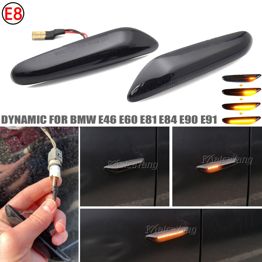 2x แบบไดนามก LED Fender Light Side Marker สำหรบ BMW E60 E61 E90 E91