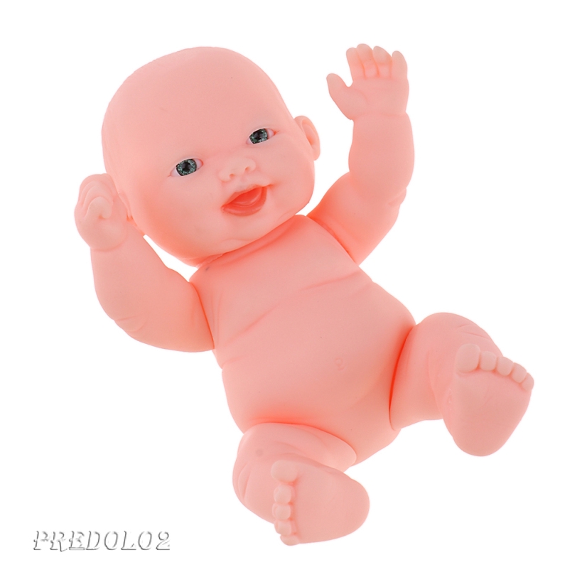 PREDOLO2 11cm Vinyl Baby Doll Lifelike Nude Newborn Girl Doll Soft
