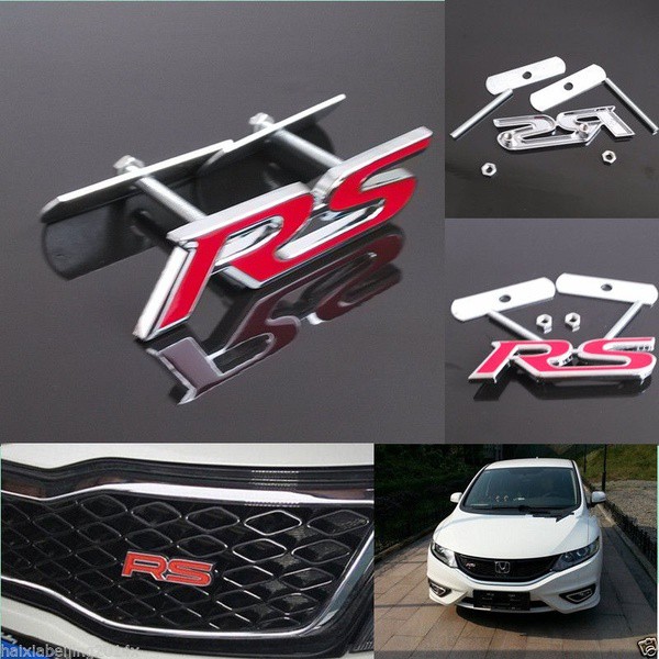 D Metal Rs Car Emblem Logo Front Grille Badge Auto Accessories For