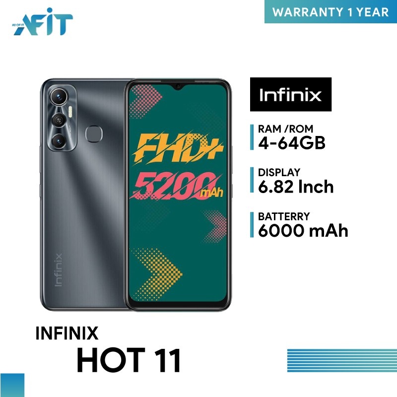 Infinix Hot 11 4 64GB หนวยประมวลผล G70 Octa Core หนาจอ 6 6