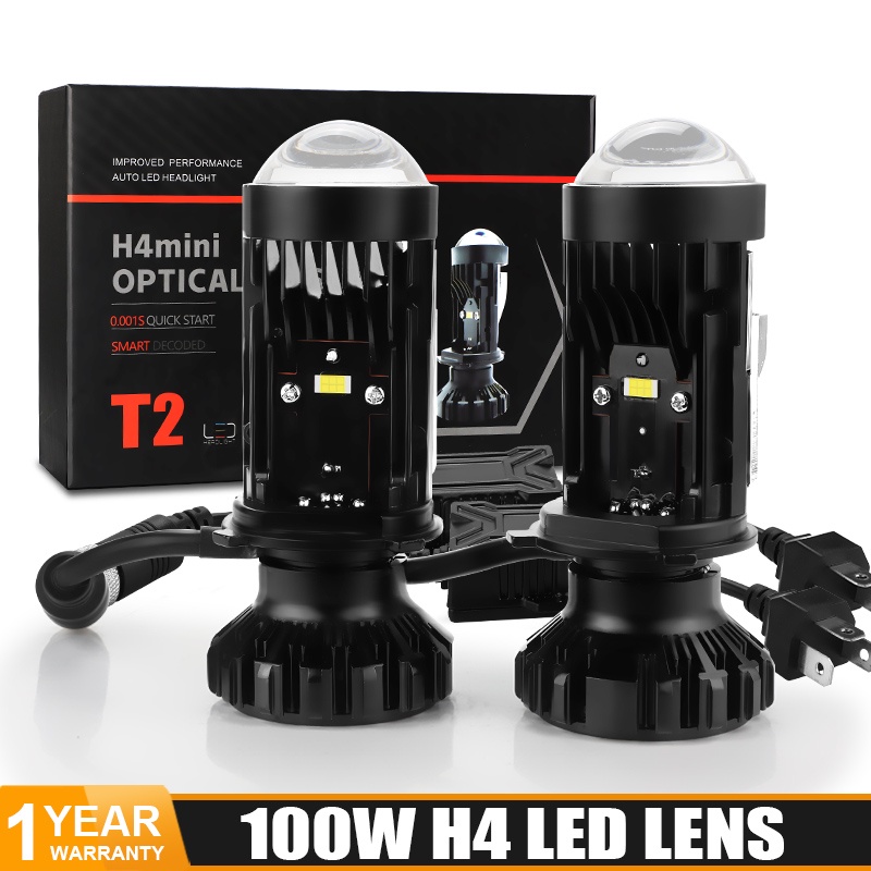 ปรบโฉม 2PCS T2 H4 Car Headlight LED Mini Projector Lens Super Bright