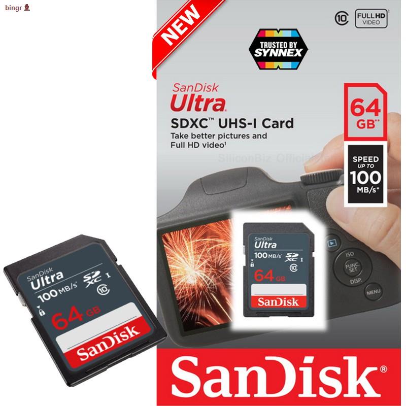 จดประเทศไทยSanDisk Ultra SD Card Class10 64GB SDXC Speed 100MBs