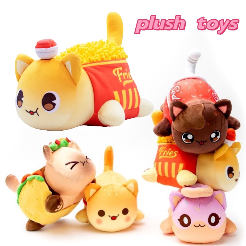 Meow Meows Plush Doll Coke French Fries Burgers Bread Sandes Cat Aphmau