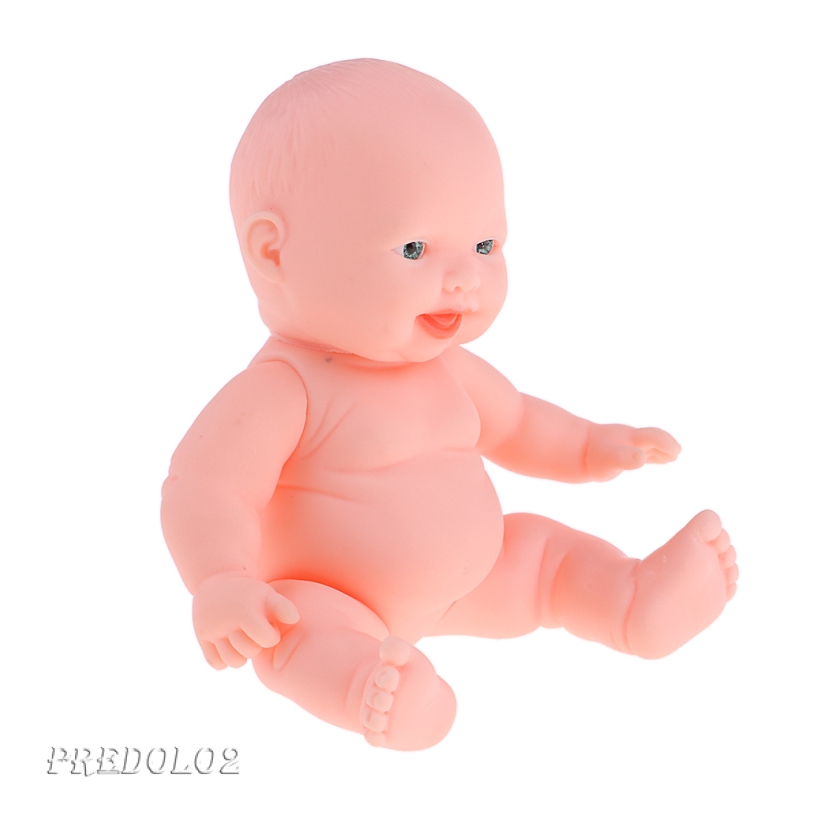 PREDOLO2 11cm Vinyl Baby Doll Lifelike Nude Newborn Girl Doll Soft