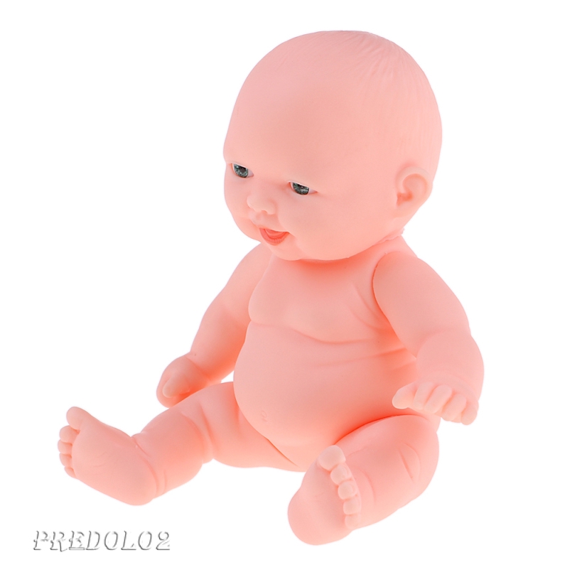 PREDOLO2 11cm Vinyl Baby Doll Lifelike Nude Newborn Girl Doll Soft