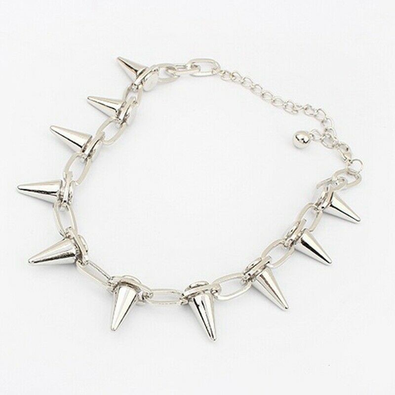 Hot Gothic Punk Rock Spike Cone Stud Rivet Charm Chain Collar Necklace