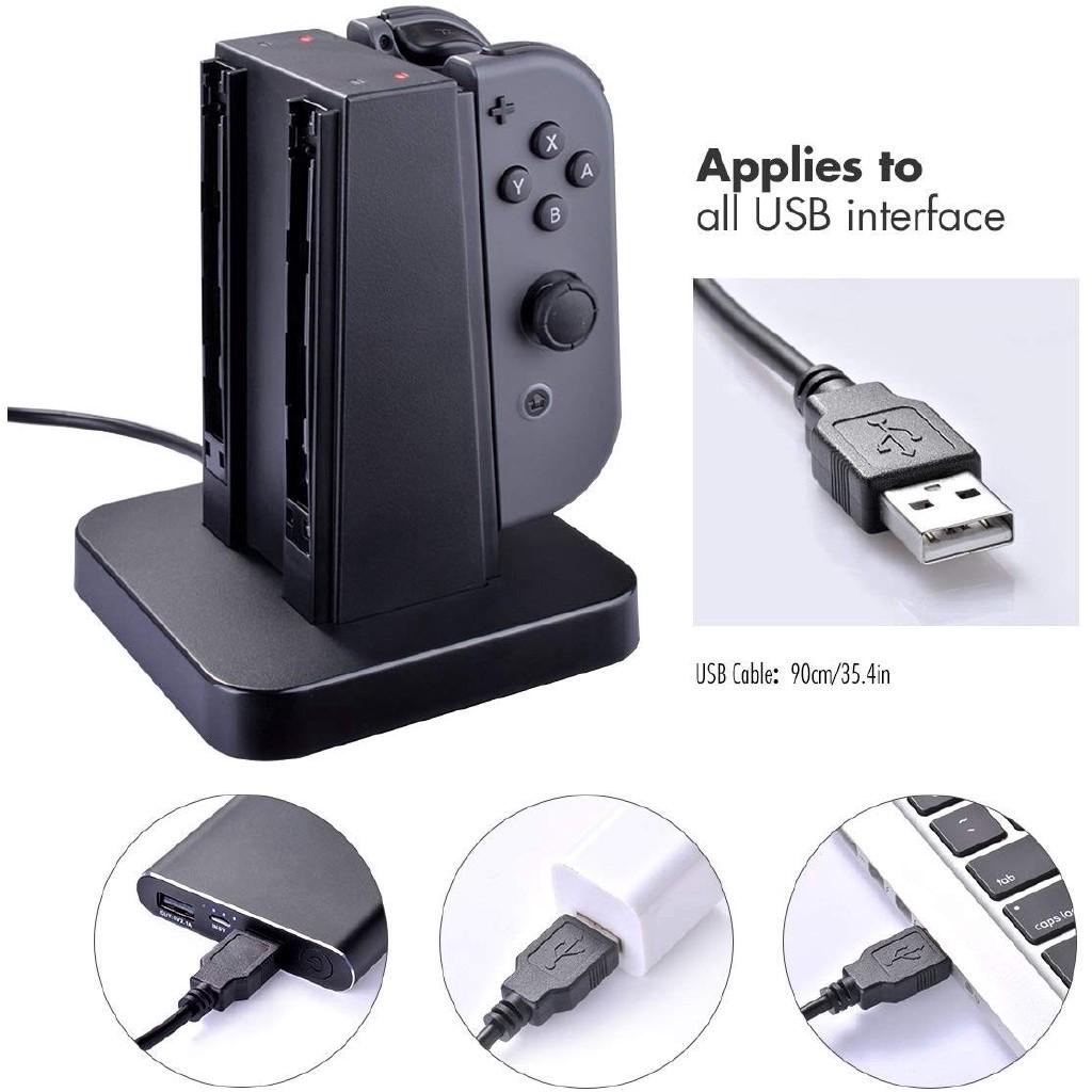 Nintendo Switch Joy Con Charger Dock 4 In 1 Charging Stand With LED