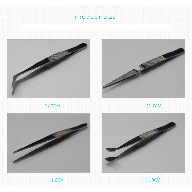 ชดปฐมพยาบาล4cs Stainless Steel Tweezers Set Straight Elbow Shar