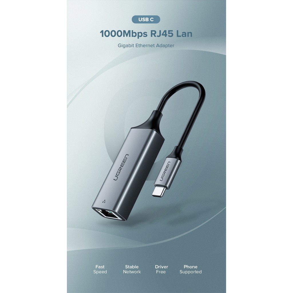 UGREEN USB Type C To LAN Adapter Thunderbolt 3 RJ45 Gigabit Ethernet