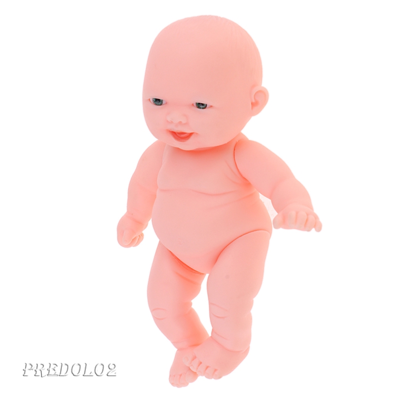 PREDOLO2 11cm Vinyl Baby Doll Lifelike Nude Newborn Girl Doll Soft
