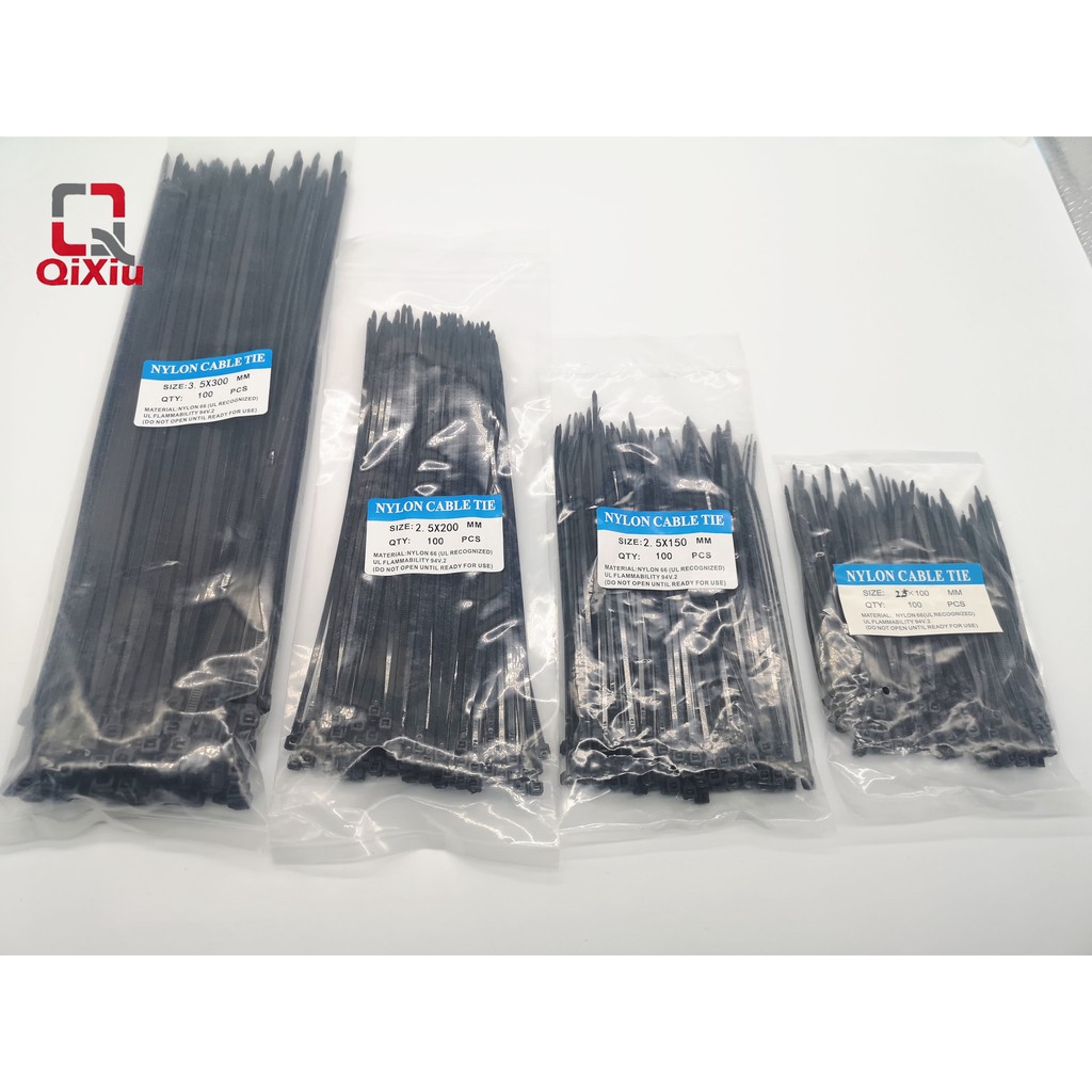 Cable Ties 400pcs Black Color 2 5x100mm 2 5x150mm 2 5x200 3 5x300mm