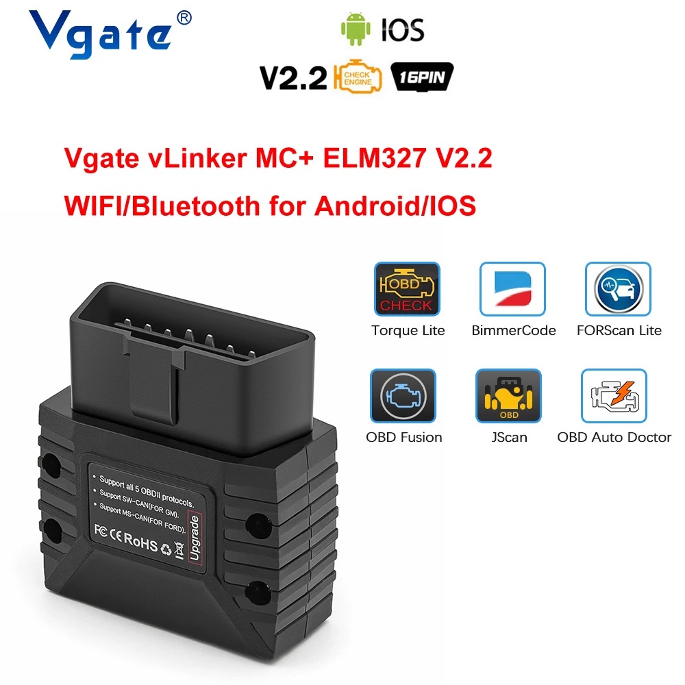 บลทธ OBD2 เครองสแกนเนอร Vgate vLinker MC BLE ELM327 สำหรบ