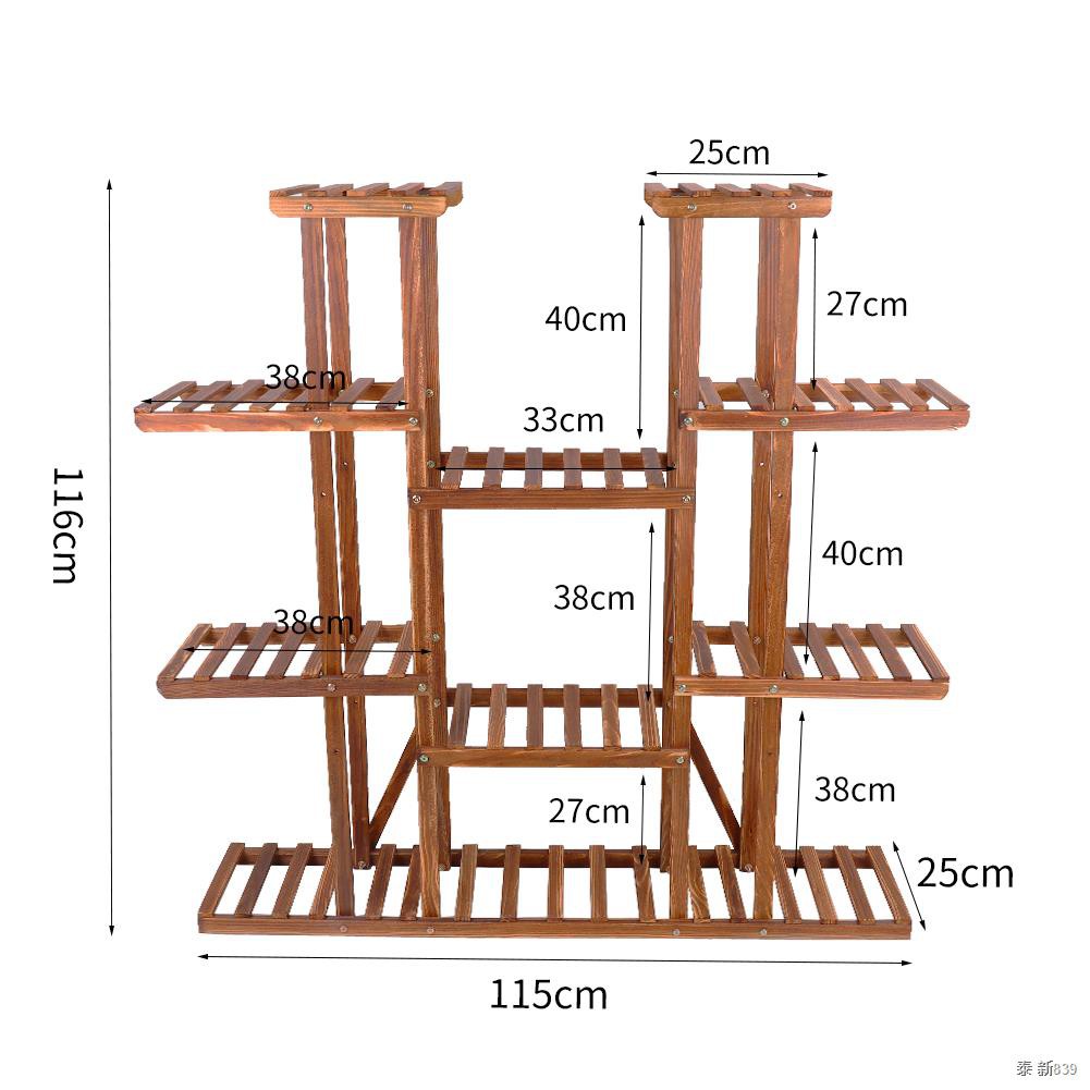 UNHO Multi Tier Plant Stand 46in Height Wood Flower Rack Holder 16