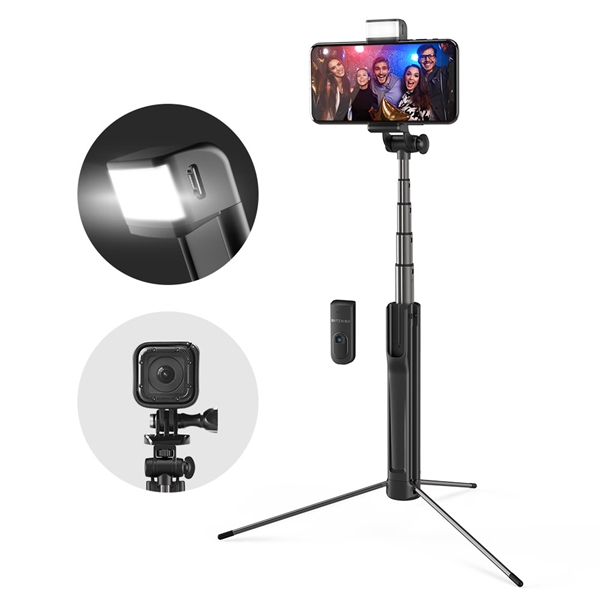 Blitzwolf BW BS8 Extendable Bluetooth Tripod Selfie Stick With LED Fill