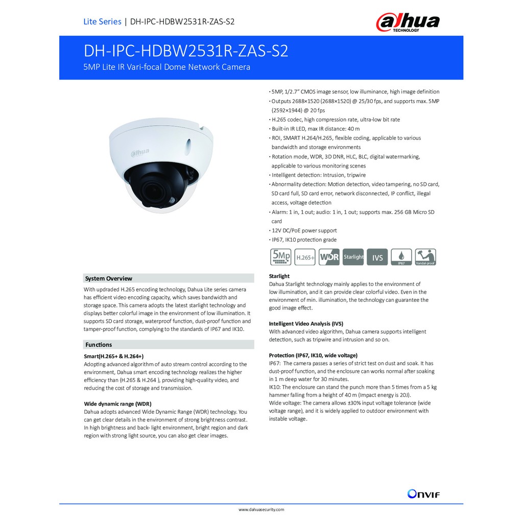 DAHUA กลองวงจรปด IP 5 ลานพกเซล รน DH IPC HDBW2531RP ZAS S2 ICT