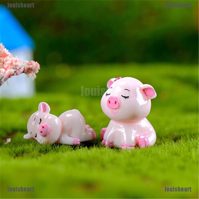 4pcs Pigs Mini Miniature Figurine Fairy Garden Dollhouse Decor Micro