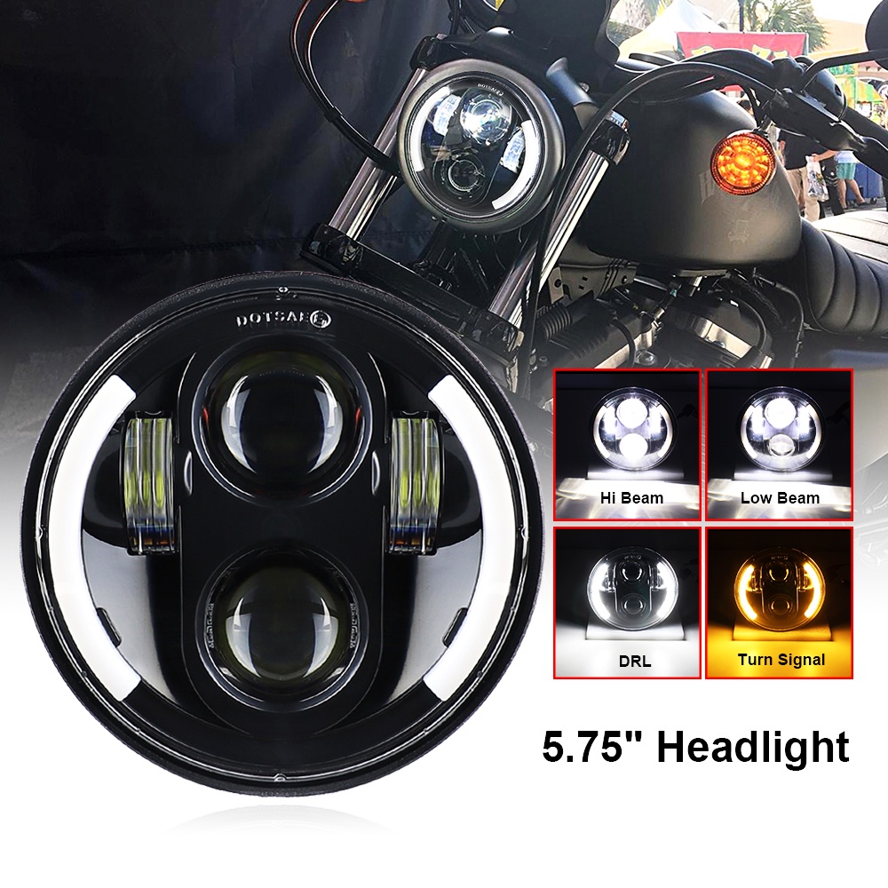 Inch Led Headlight Projector Halo Ring Motorcycle High Low