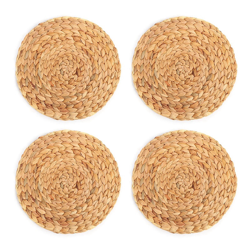 4Pcs Round Woven Table Mat Rattan Placemats Dining Table Mat Water