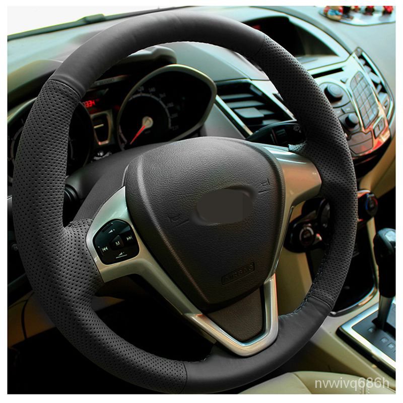 Artificial Leather DIY Hand Stitched Car Steering Wheel Cover For Ford