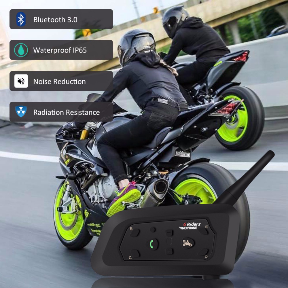 Vnetphone V6 Motorcycle Bluetooth 1200M Helmet Intercom Full Duplex For