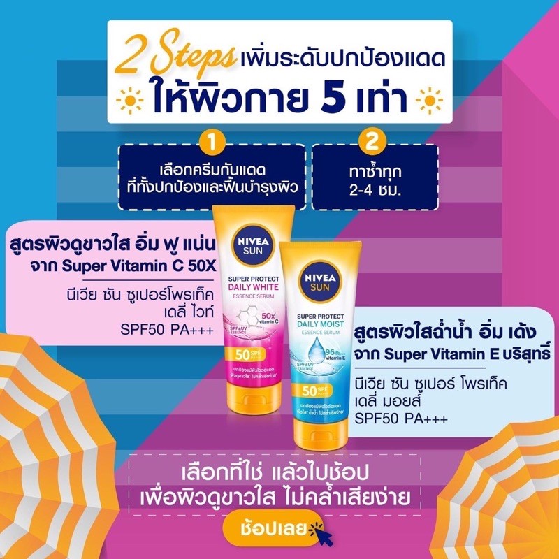 New Package เซรมกนแดด นเวย Nivea Sun Super Protect Daily Moist