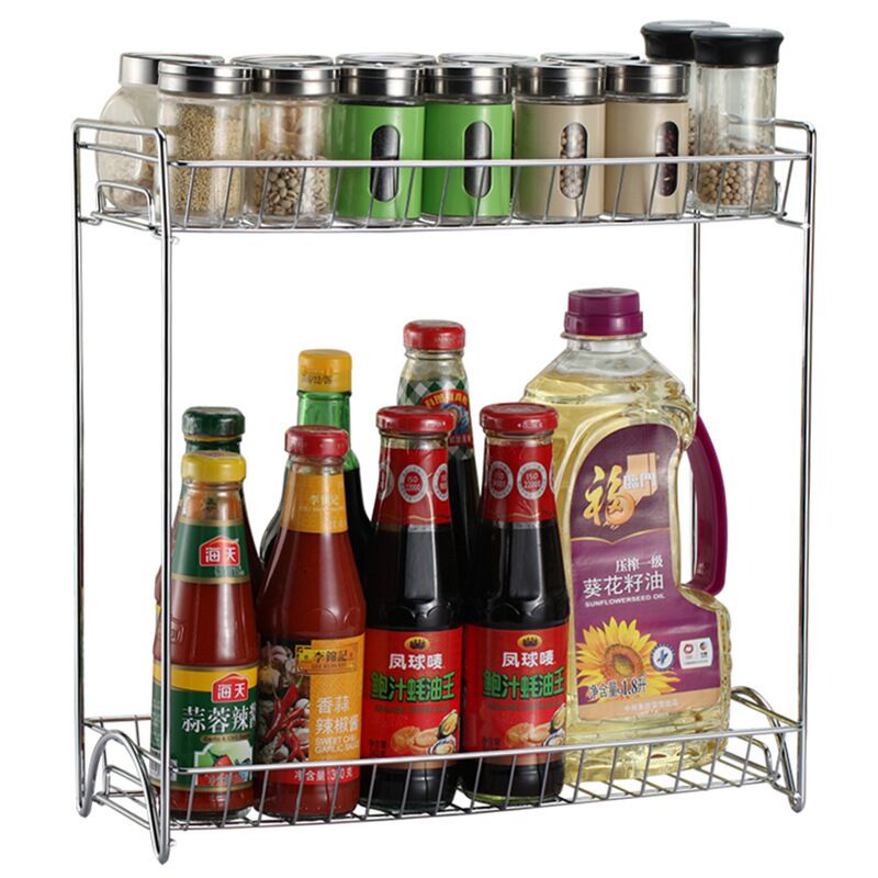 2 Tier Spice Rack Organizer Countertop Storage Kitchen Shelf For Jars