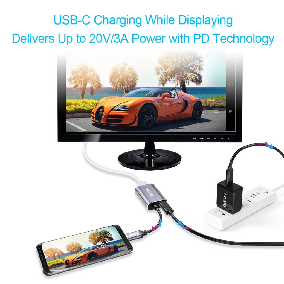 CHOETECH 4K 60Hz USB C To Mini Displayport Adapter With PD Charging