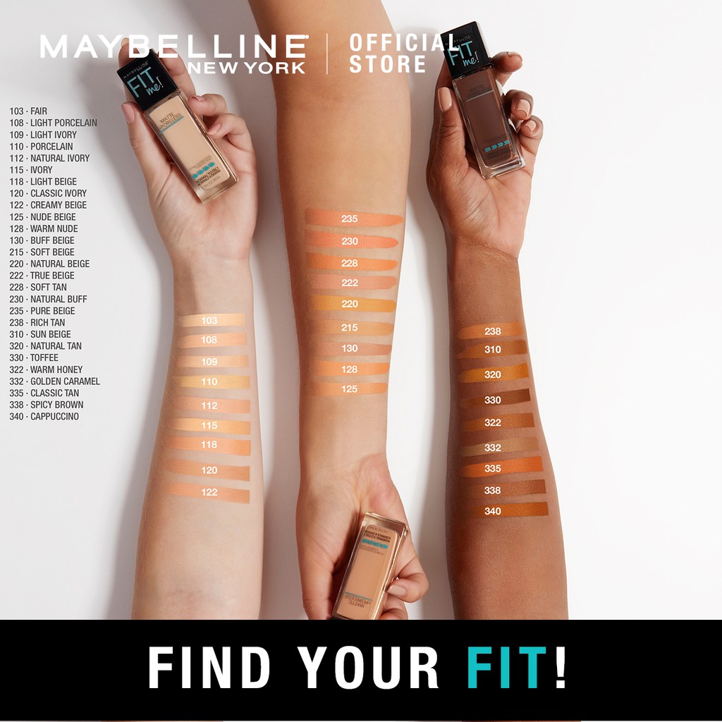 เมย์เบลลีน ฟิต มี แมท แอนด์ พอร์เลส ลิควิด ฟาวเดชั่น รองพื้น MAYBELLINE FIT ME Foundation 30 ml. (รองพื้นคุมมัน) #6