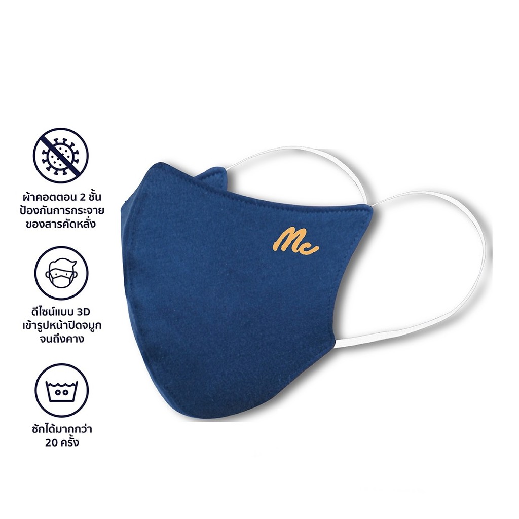 Mc Jeans Mask หน้ากาก M13Z00612, M13Z00430 ผ้าแม็ค สีขาว เเละ สีกรมท่า #7