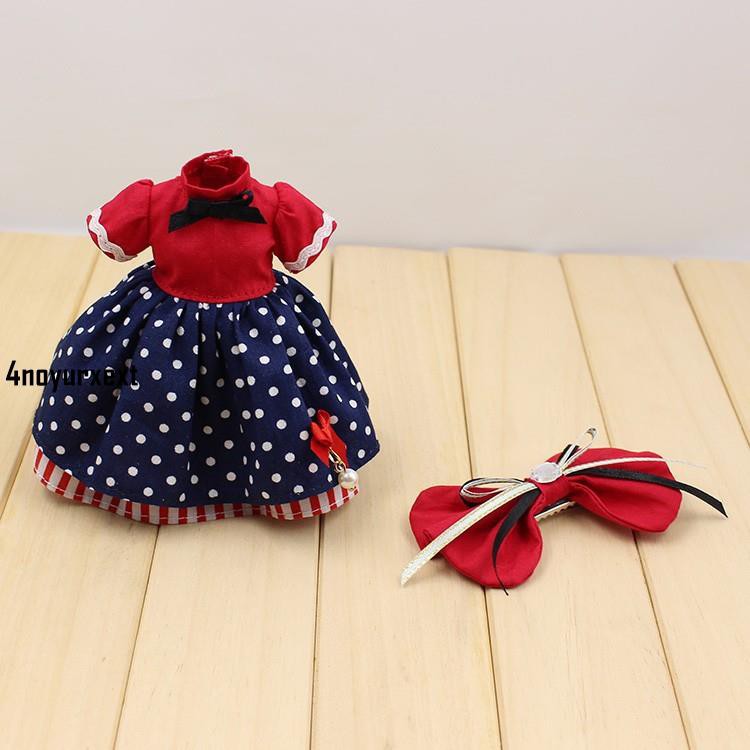 รบเงนคน 50 Blyth Doll icy licca body bow knot red blue dress suit