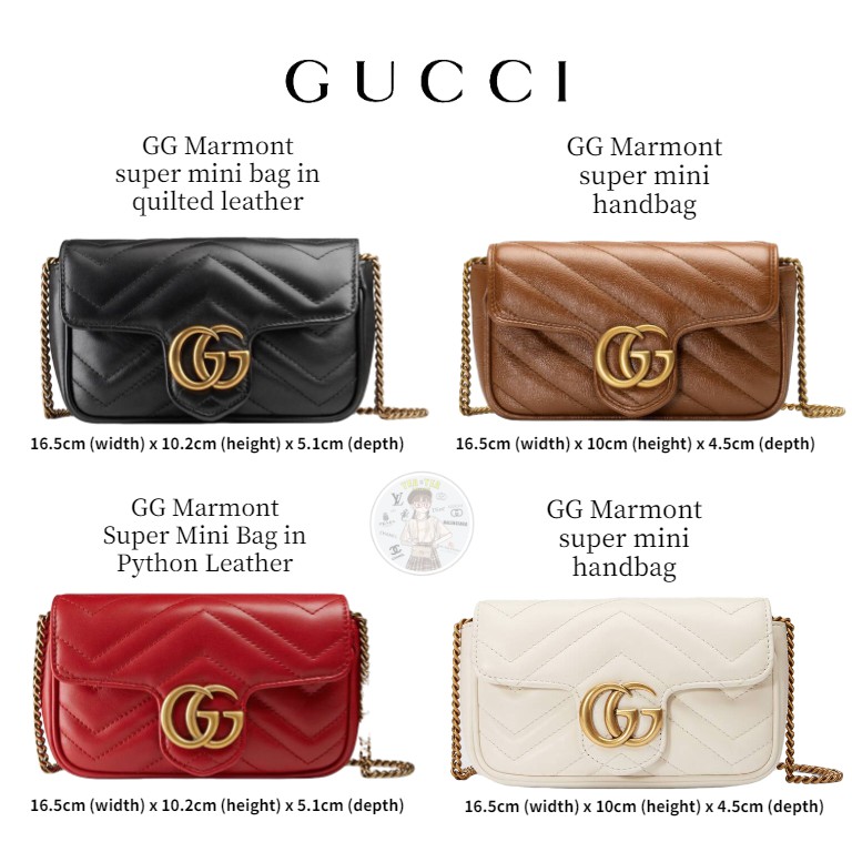 Gucci New Gg Marmont Series Quilted Leather Super Mini Handbag