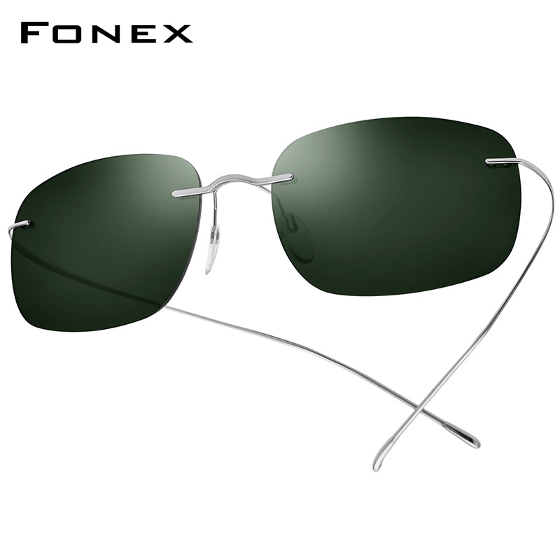 Fonex Titanium Rimless Sunglasses Men Ultralight Korean Frameless