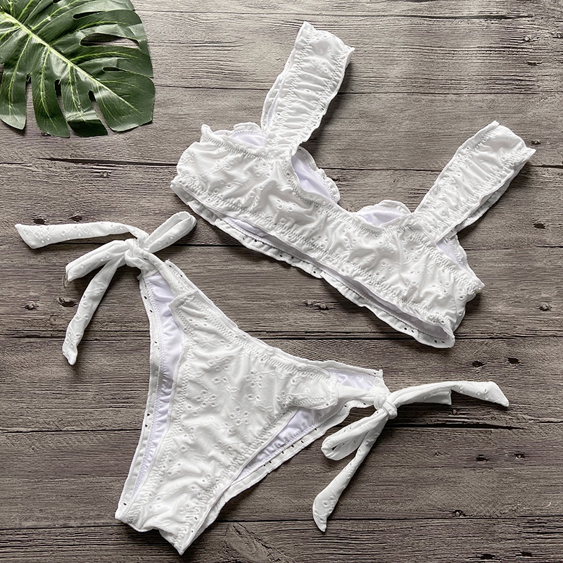 Sexy Women Bikini Sets Solid Color Ruffle Swimwear Bathing Suits 2