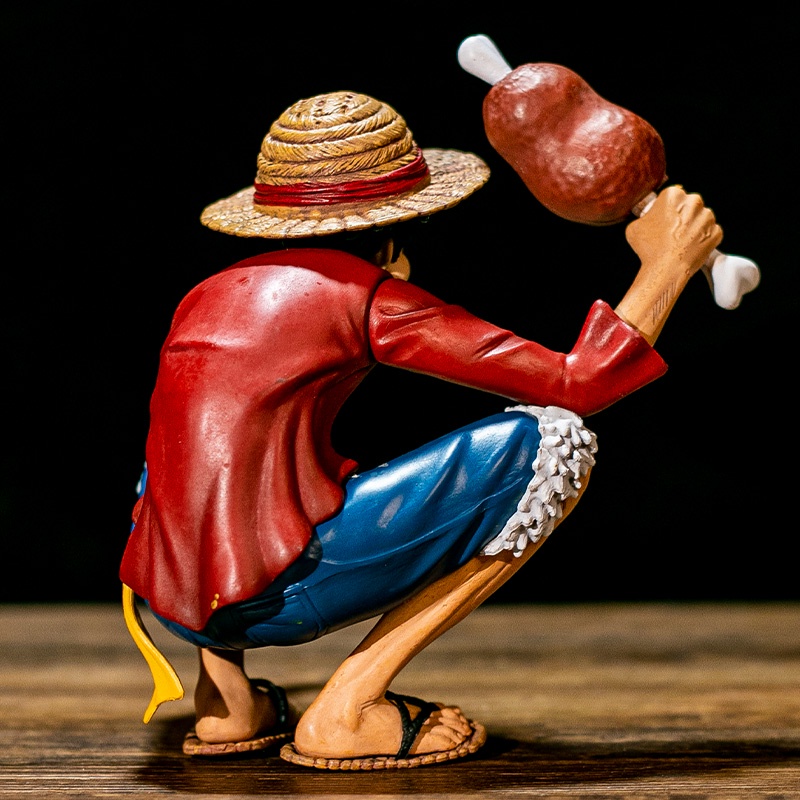 One Piece Hand Made Model Squatting Luffy Koa Art King