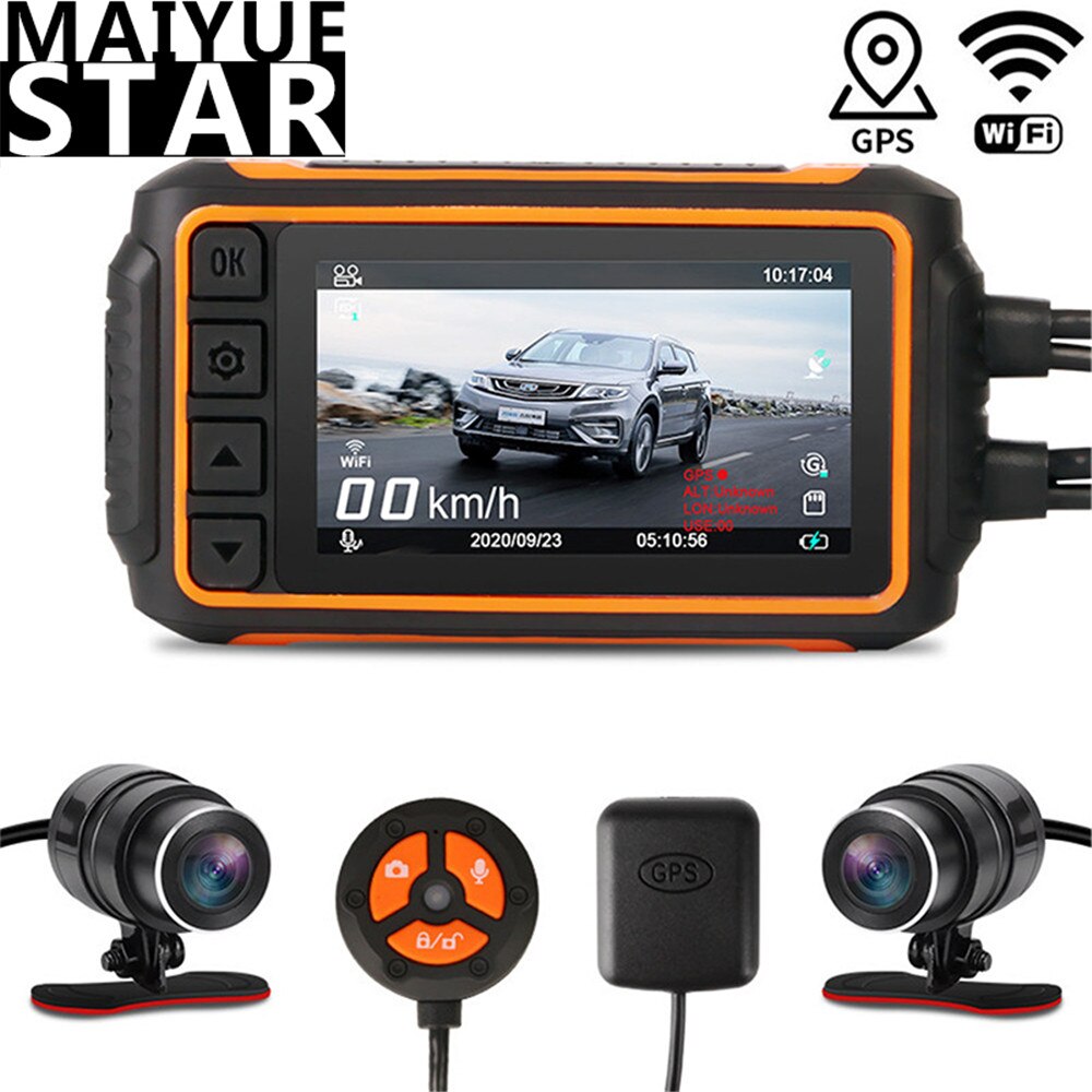 Inch Dash Cam Motorcycle Dvr Wifi Gps Full Body Waterproof Tracker