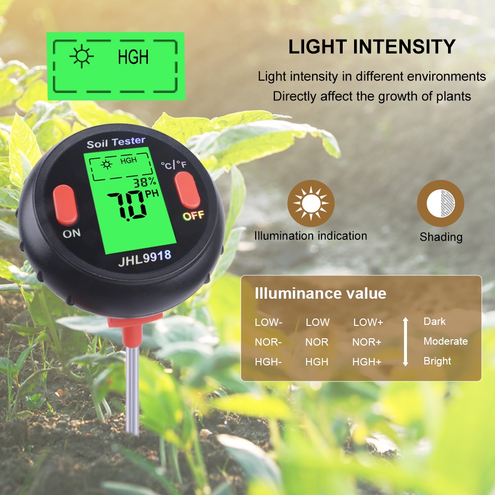 Yieryi 5 In 1 Soil PH Water Moisture Meter Garden Plants Flowers Moist