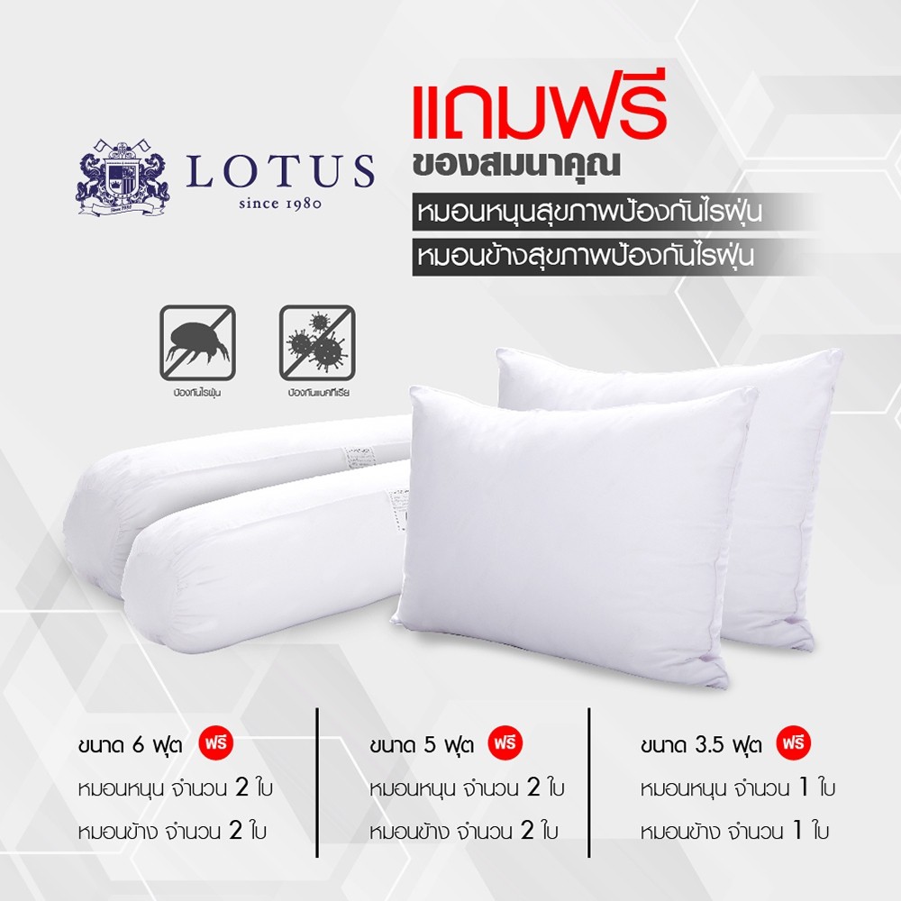 Lotus ที่นอนรุ่น Premium หนา 9 นิ้ว ~นุ่มแน่นสบายใกล้เคียงยางพารา **แถมฟรีหมอนหนุน+หมอนข้าง ส่งฟรี #8