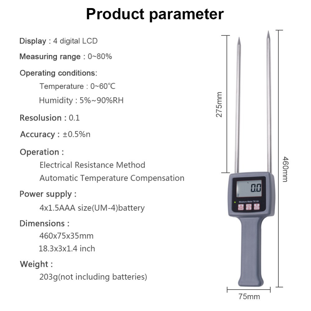 TK100 Portable Digital Multifunctional Moisture Meter For Grains