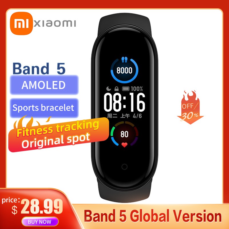 สายรดขอมออจฉรยะXiaomi Mi Band 5 Global Version 9 Languages Smart