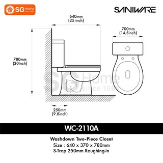 OhvQ SANIWARE WC 2110A Zella C100 Two Piece Toilet Washdown Water