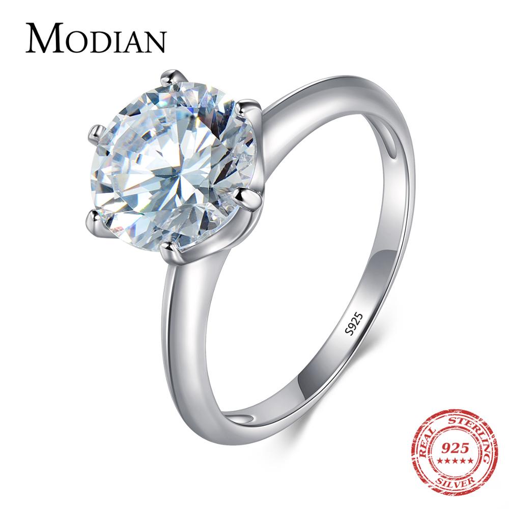 Ct Modian Sterling Silver Ring Clear Six Claw Cubic