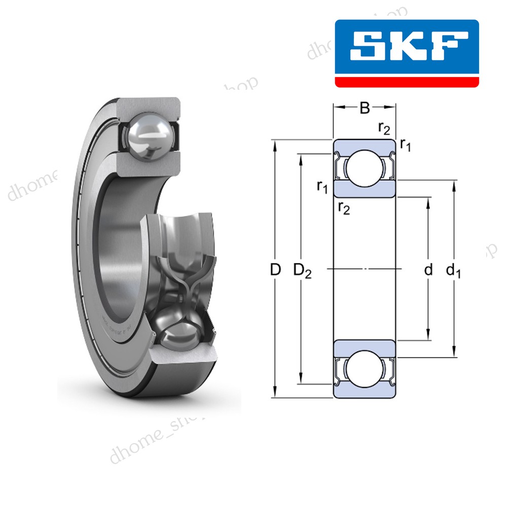 ลกปน 6307 2Z SKF ตลบลกปนเมดกลมรองลก ฝาเหลก 2 ขาง Deep Groove