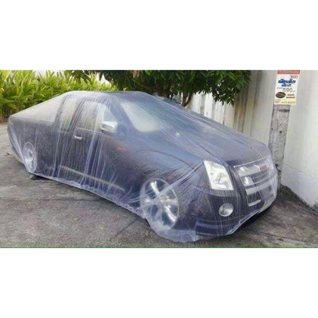 ผ้าคลุมรถ ที่คลุมรถ พลาสติกคลุมรถ-เก๋งเล็ก-รถ-เก๋งกลาง-ใหญ่-SUV-กระบะ-Plastic-Car-Cover