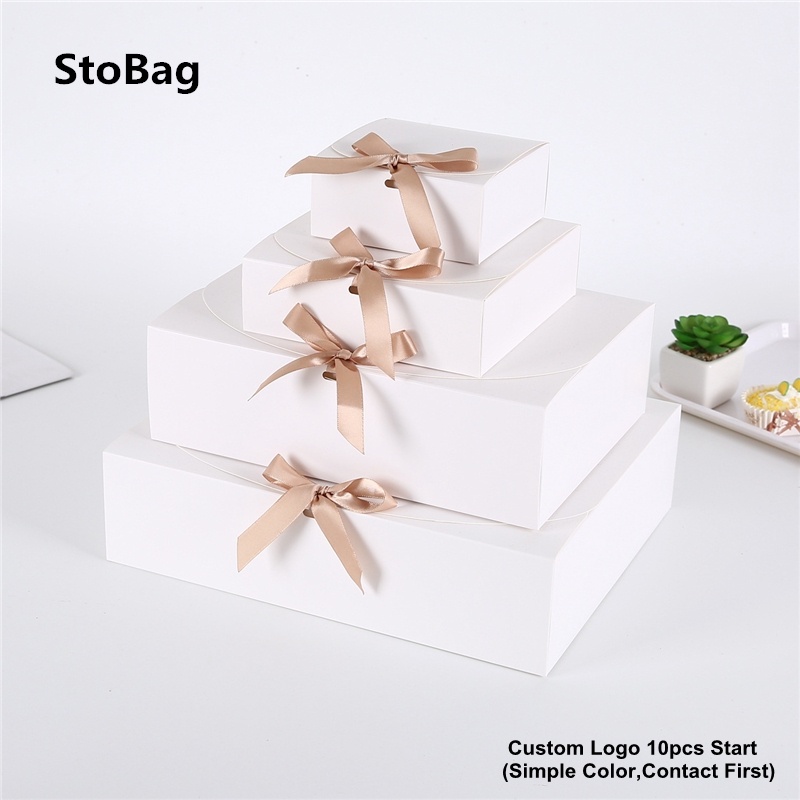 Stobag Cs White Kraft Black Ink Gift Box Event Arty Sulies