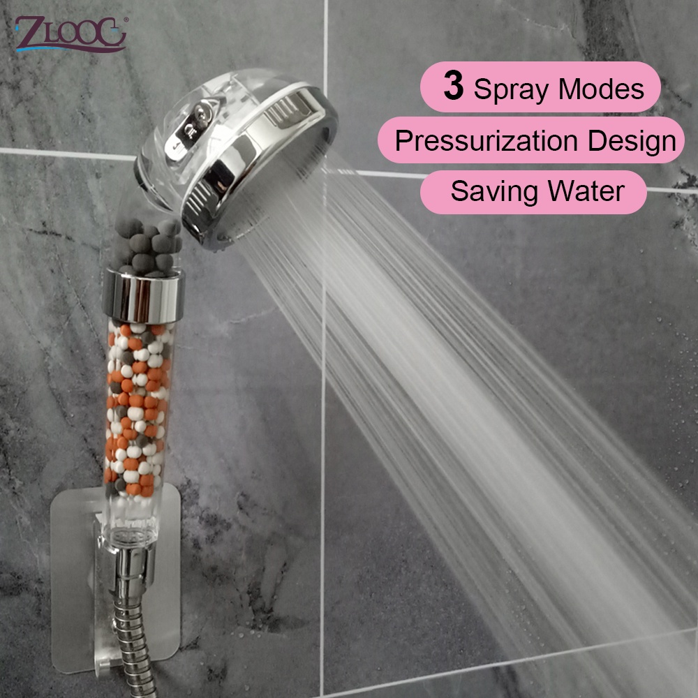 Zloog Bathroom Shower Heads 3 Modes Adjustable Jetting Saving Water